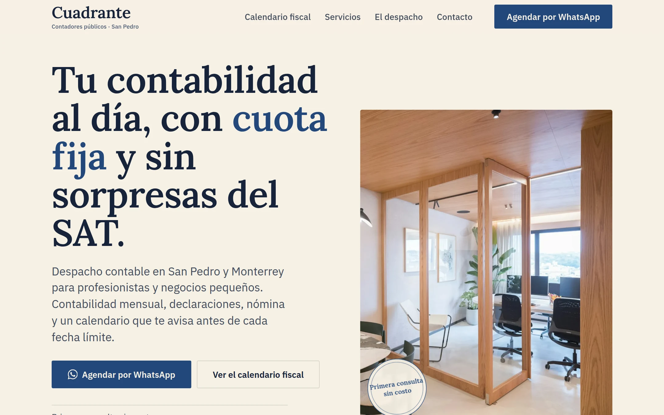 Página de Cuadrante Contadores en escritorio